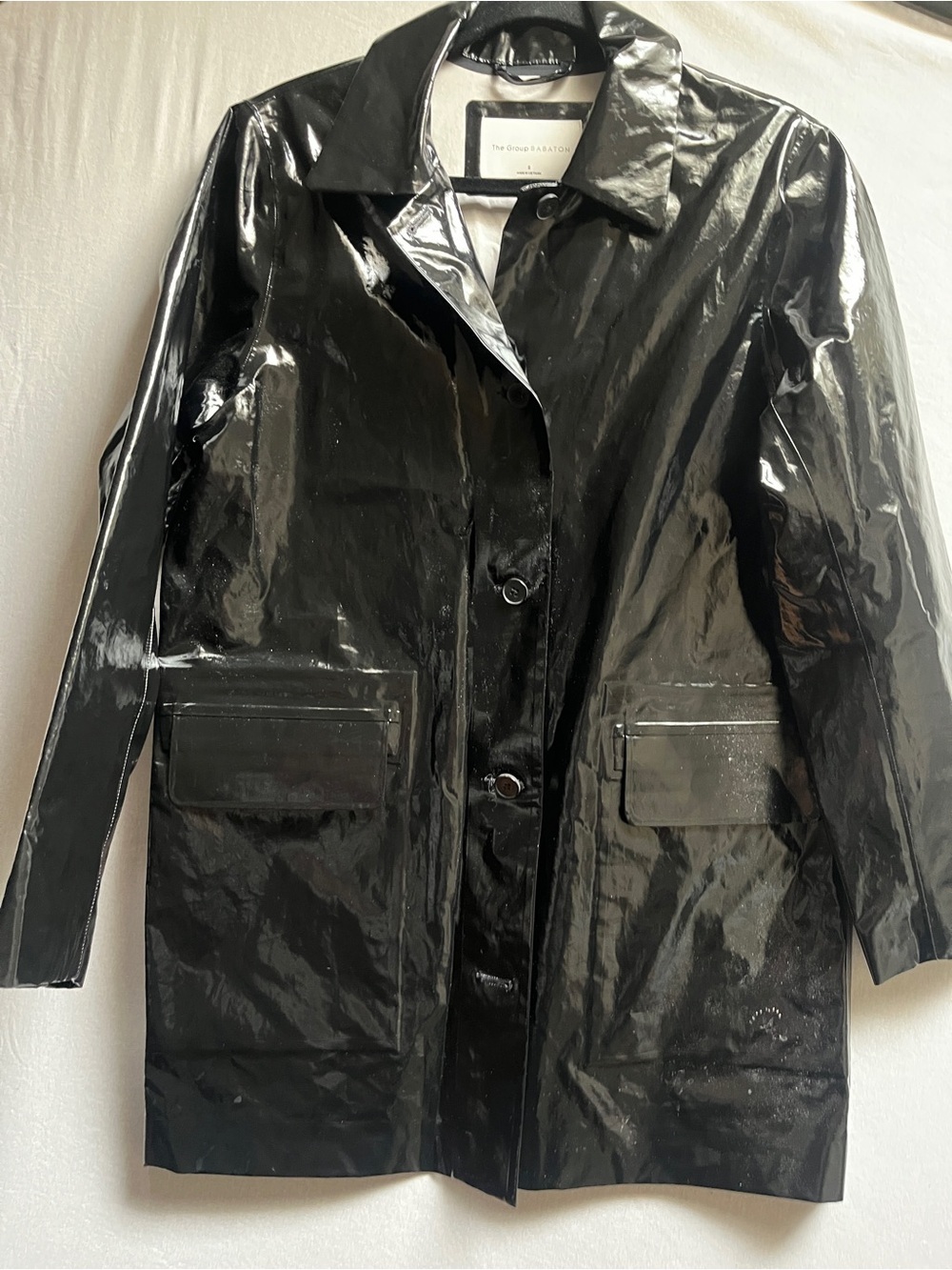 The Group Babaton Aritzia Glossy Coated Rain Trench Coat Jacket Size S